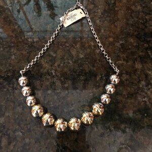 NWT Talbots mixed metal silver gold beaded necklace